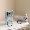 Apple 17 Pro Phone Case with Electroplated Rotating Stand, Fits 16 Pro Max/15 Pro, Polka Dot Korean Style