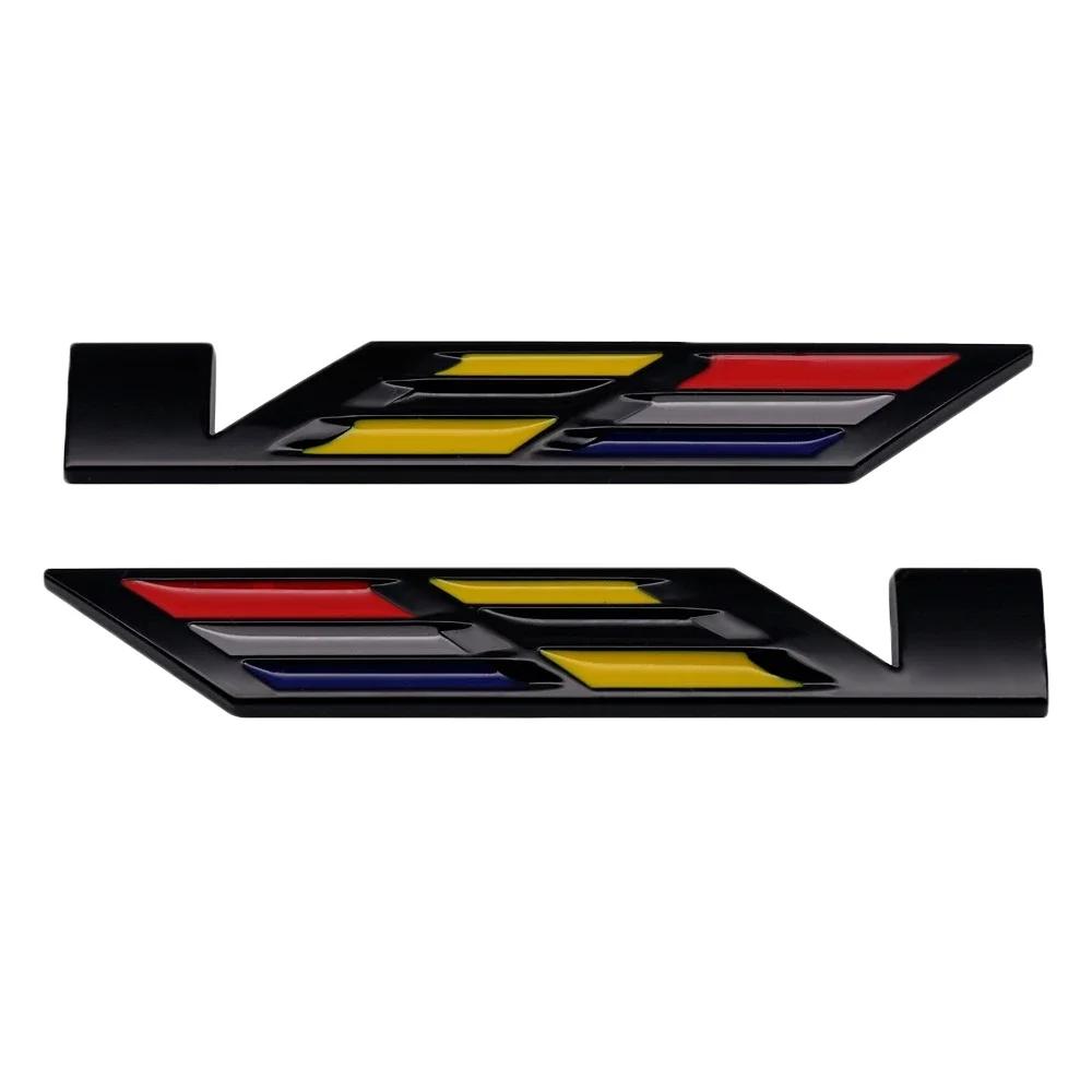 cvnqbg1 2Pcs 3D Metal V Logo Side Badge Stickers For Cadillac Escalade CTS ATS Eldorado XT4 XT5 XT6 CT4 CT5 CT6 Exterior Accessories
