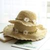 Handmade Sweet Lace Visor Hat Girls Sun Hat Children Parent-child Fresh Small Daisy Wreath Straw Hat
