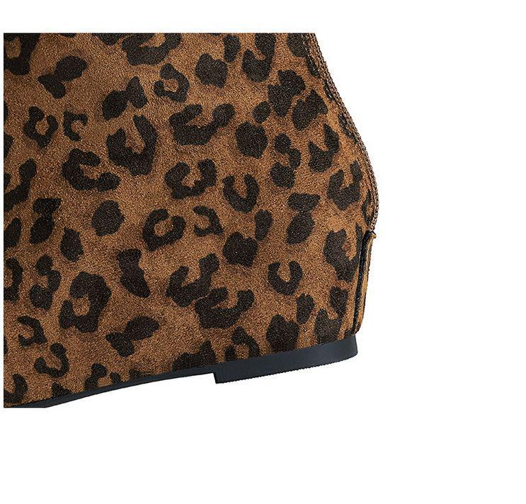European Leopard Print Women's Ankle Boots - Sexy Wedge Heel with Back Zipper for Autumn and Winter
