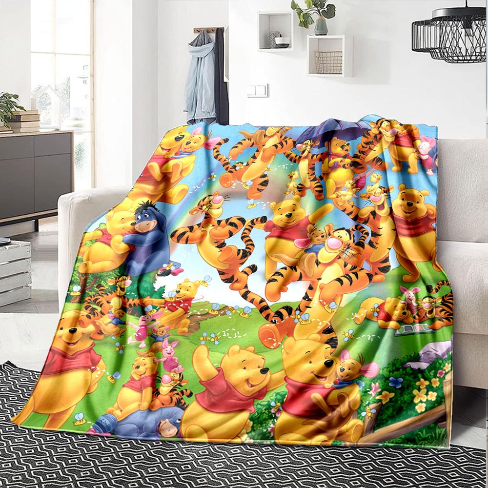 Winnie Pooh Party Flannel Blanket Super Soft Warm Cozy Blanket For Sofa Bed Office Travel Allseason Home Decor Gift