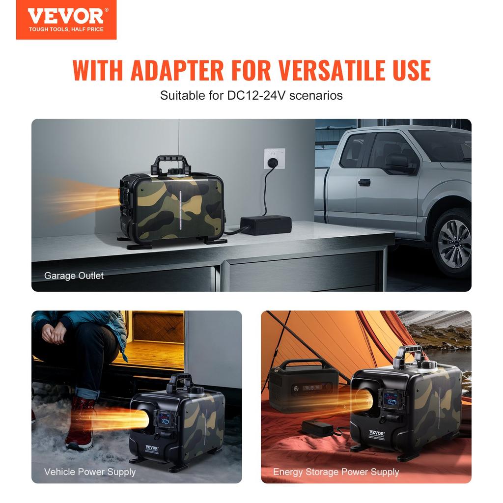 VEVOR 5-8KW Diesel Heater, 12V/24V All In One Diesel Air Heater, Bluetooth APP Control, Remote Control and Display Screen, CO Alarm