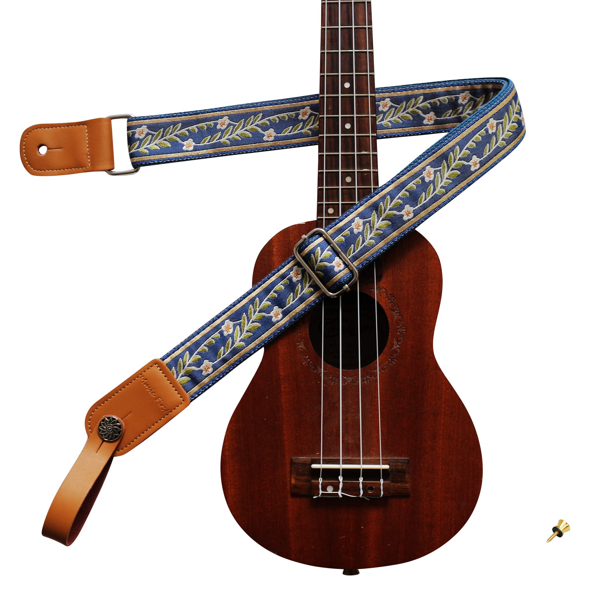 

Original Vintage Blue Soft Mesh Belt Genuine Leather Ukulele Ukulele Shoulder Strap Includes 1 Branded Strap Locker [MUSIC FIRST] Design, Jasmine &