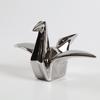 Ceramic Handicrafts Silver Paper Crane Geometric Bird Sculpture Origami Decorative Figurines Home Decoration Accessories