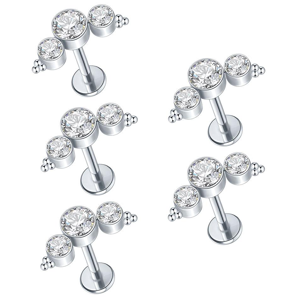 1/5PCS Steel 16G Cluster Marquise CZ Tragus Helix Stud Conch Lobe Rook Cartilage Leaf Flat Back Labret Stud Earrings Jewelry