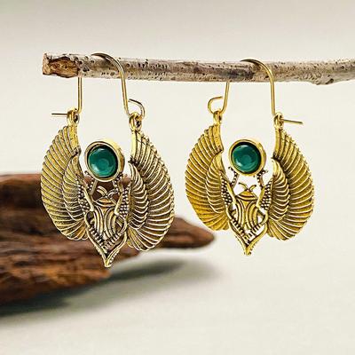 Retro Egyptian Inspiration Design Holy Wings Moth Big Earrings Gypsy Tribe Women Earrings