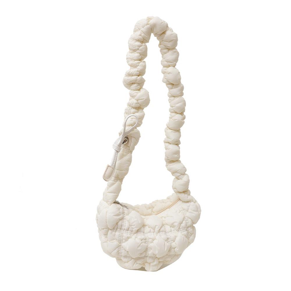 

Zipper Women Cloud Pleatd Bag Solid Color Shoulder Bag Fashionable Female Casual Handbag Girl белый