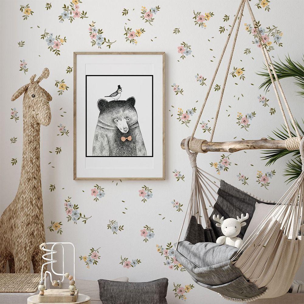INS Boho Flowers Wall Stickers DIY Accessories Colorful Decorative Decals Watercolor Eco-friendly Wall Art Nursery Kindergarden