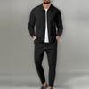 Mens Slim Fit Jacket Set Long Sleeve Cardigan Coat Pants Casual Outfit
