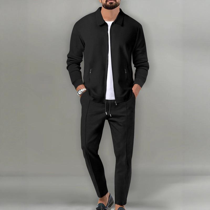 Mens Slim Fit Jacket Set Long Sleeve Cardigan Coat Pants Casual Outfit