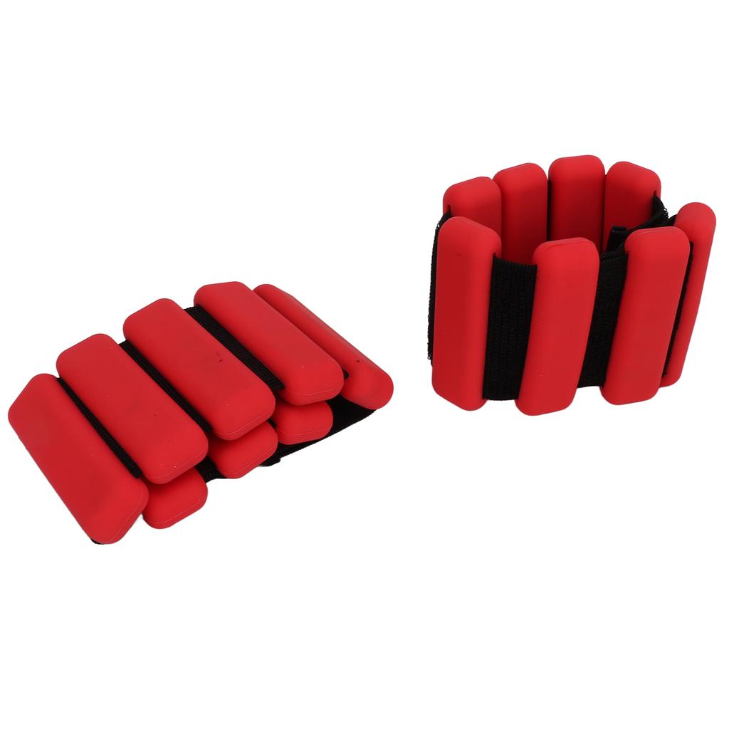 2 PCS Silicone Weight Bearing Bangles Wrist Weights Bracelet Sports Running Wrist Ankle Strap Red