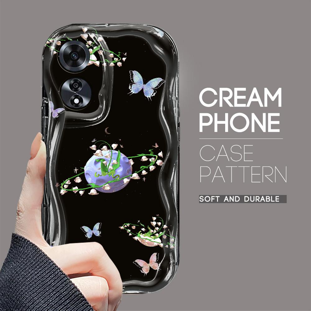 

Для OPPO A17 A18 A38 A58 A98 Reno7 Z 8Z 8T 11F 11 Pro Realme 12 Lite 12 Pro C30 Цветы Кремовый Текстурный Чехол Волнистый Край Мягкий Силиконовый Чехол Для Телефона Realme Narzo 50 5G чёрный