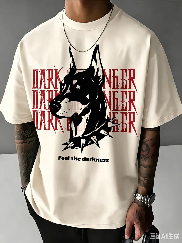 Unisexs Pure Cotton Tshirt Summer Casual Street Style Gothic Style Doberunisex Print Short Sleeves Hiphop Style Round Neck Tops
