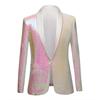 Mens Fashion Blazer Blue & Green Reversible Two Tone Glitter Sequin Suit Jacket