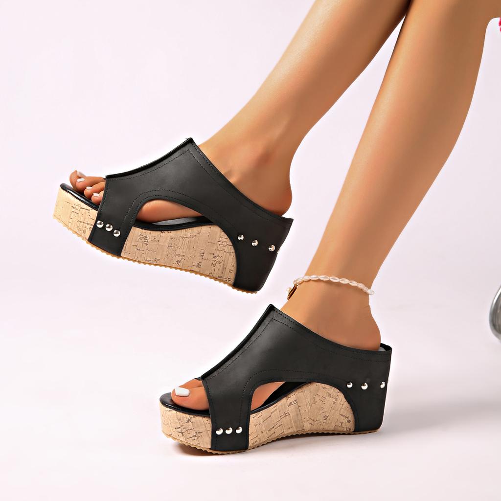 Fashion Women Summer Retro Peep Toe Wedges Casual Slippers Slides Women Retro Women Slippers Roman Open Fashiopn Toe Platform Sandals