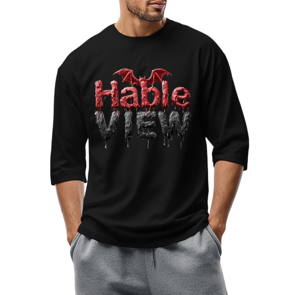 Men'S Round Neck Three-Quarters Sleeve Top Casual Fashion T-Shirt