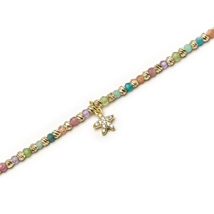 Bracelet - Luxenter - Star - Argent 925 - Or jaune 18k - Cristaux multicolores