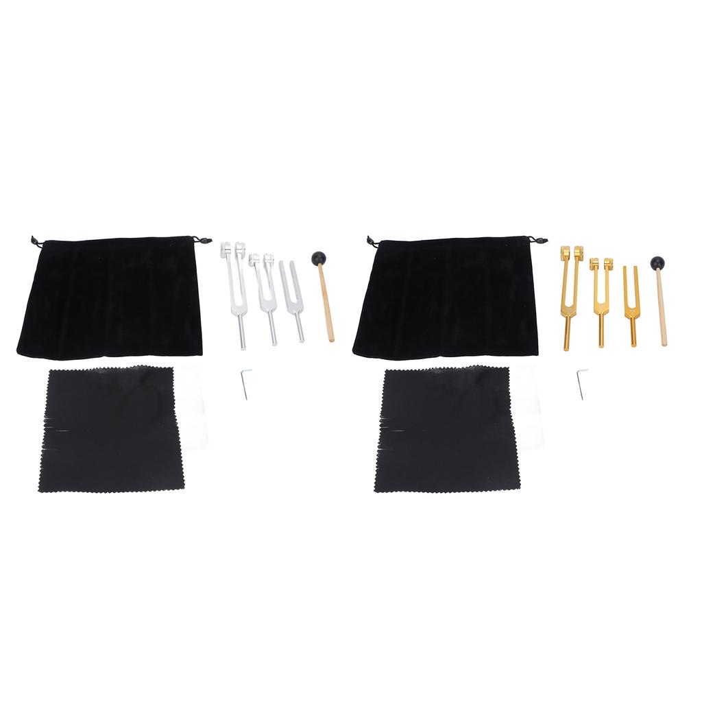 Chakra Tuner 3 Pcs Tuning Fork Set 128 256 512Hz Aluminium Alloy Body Tuning Forks with Hammer for Sound Healing Tuning Fork