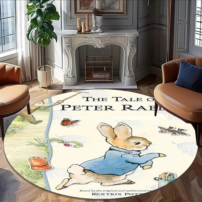 1pc Peter Rabbit1 Print Round Carpet Chair Round Carpet Suitable for Bedroom Living Room Home Decorative Carpet
