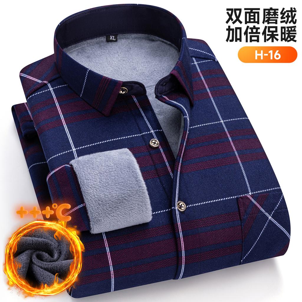 New Plus Size 8XL 7XL 6XL Men's Shirt Autumn Winter Fleece Thickened Warm Long Sleeve Plaid Business Casual Slim-fit Man Clothes