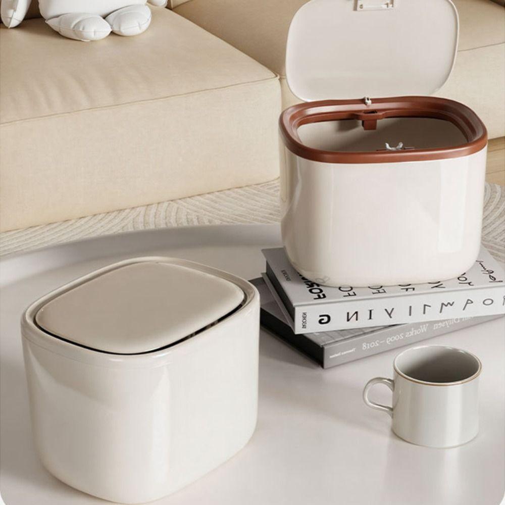 Sealed Desktop Trash Bin Household Press Storage Case Mini Trash Can Living Room