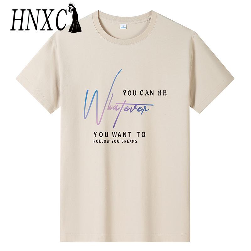 HNXC Puuvillane lühikeste varrukatega T-särk Meeste moodne vaba poolvarrukatega särk trükitud kaastundesärk