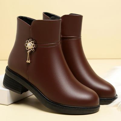 Fashion 4.5CM Soft Leather Women's Boots 2024 Spring Winter Thick Wool Lined Genuine Leather Woman Snow Boots Women Shoes Platform Boots