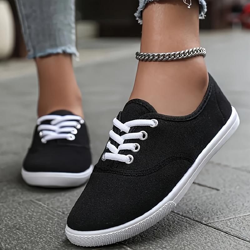 Women's Elegant Solid Color Casual Sports Shoes, Lightweight Lace-up Shoes, Multiple Colors for All Seasons, Comfortable Round Toe Design