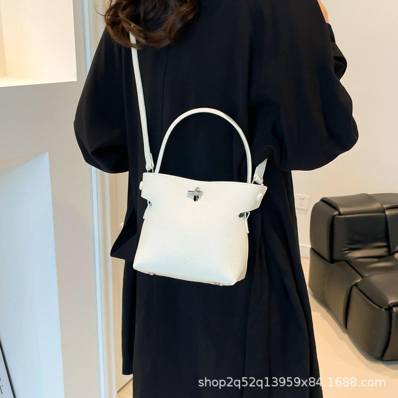 New niche lychee pattern handbag, new daily bucket versatile simple messenger bag
