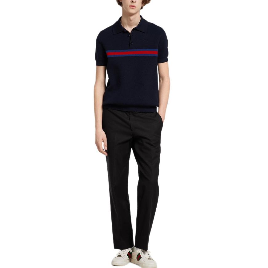 GUCCI Polo Shirt Men's Marine Blue 833505-XKEYN-4575