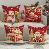 Christmas Decoration Pillow Cover Santa Claus Gift Box Snowman Color Ball Pattern Living Room Sofa Cushion Suite Room Decoration