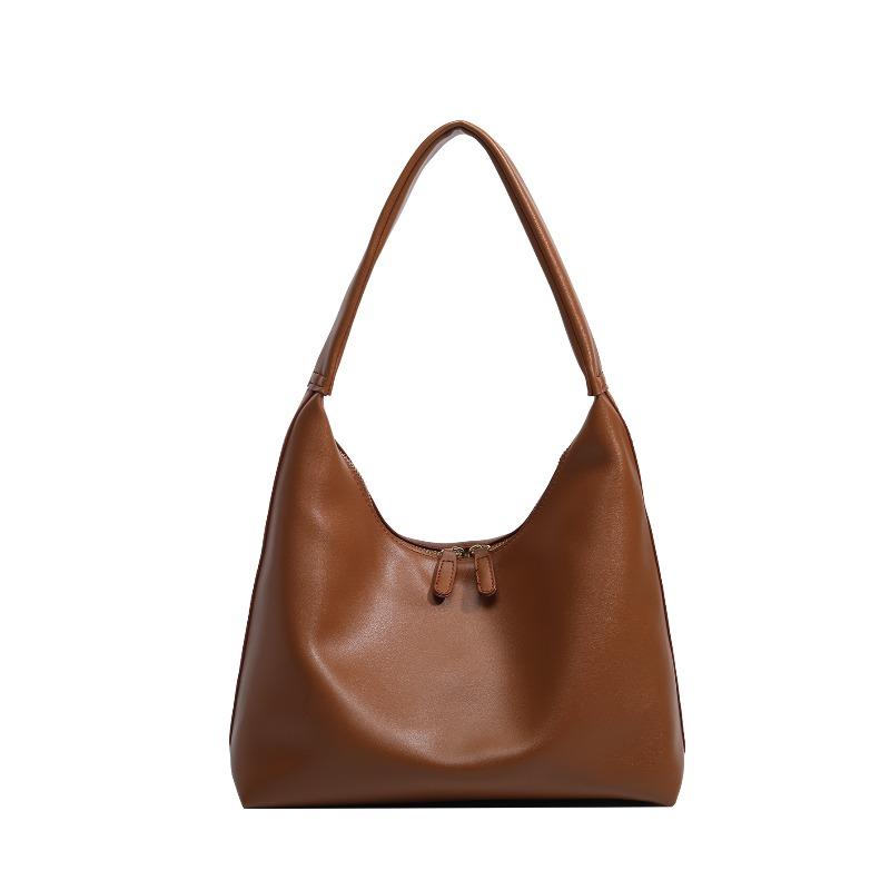 Soft leather tote bag women's retro simple shoulder dumpling bag niche design large capacity commuter bag