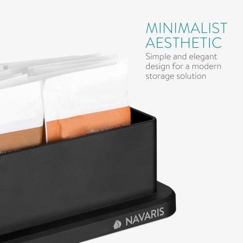 Navaris Organizer Cup Stand, Paper Cup Holder, Cup Dispenser - Coffee Station, Muddler, Tea Bag Storage, Black