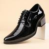 Fashion Brand Men'S High-Heeled Banquet Pointed Casual Leather Shoes Classic White Lace Up Men'S Comfortable Wedding Cuban Shoes
