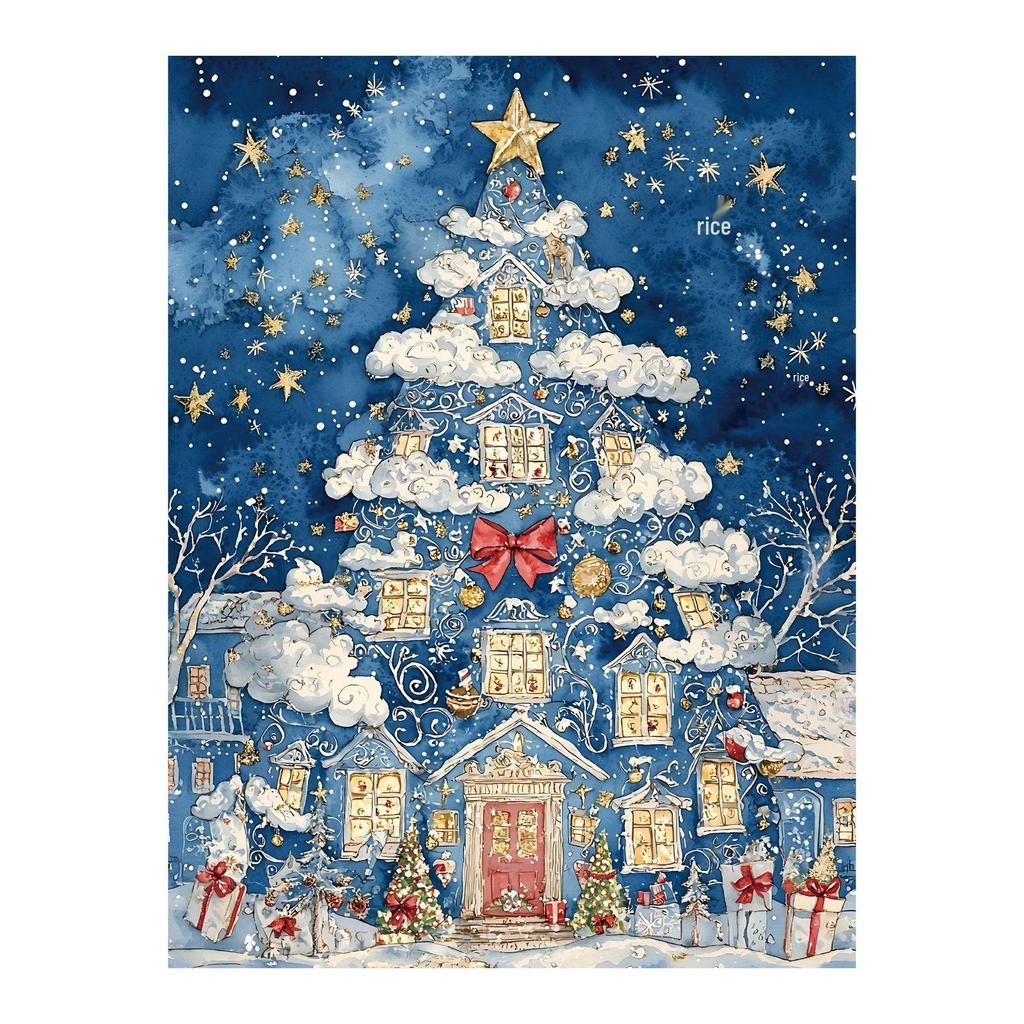 Wooden Irregular Christmas Tree Jigsaw Puzzle and Piggy Bank Gift