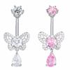 Zircon Belly Button Rings Stainless Steel Butterfly Heart Navel Piercing Shiny  Belly Ring For Women Body Jewelry