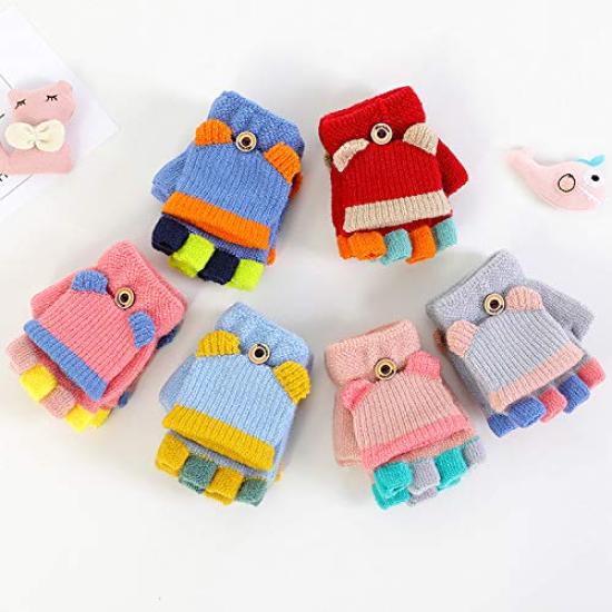 Knit Gloves for Boys and Girls with Mitten Fingerless and Warm and Cute for Baby Perfect for Playing In the and Kindergarten [eipatu] Kids' Covers,