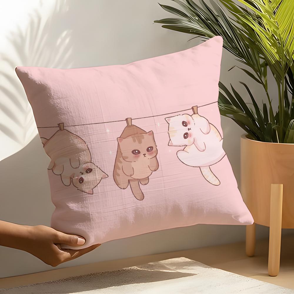 Cute Cartoon Plush Cat 4 Pillow Case Linen Cushion Covers For Decorative Sofa Home Pillows Case Car Chair Pillows Cases