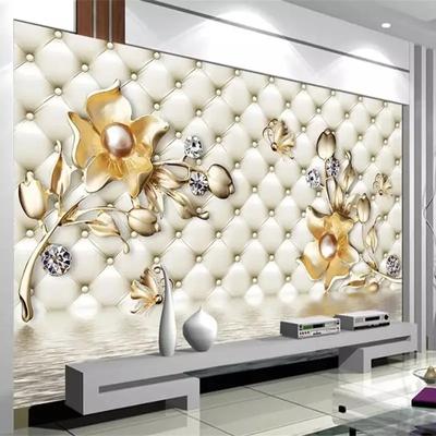 Flower Wallpaper Luxury Soft Bag 3d Murals Golden Jewelry Flower Wall Papers Home Decor 3d Wallpaper