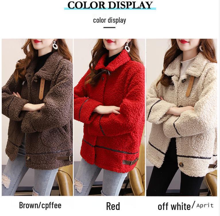 Women's Plus Size Lambswool Coat, Autumn/Winter 2023, Thickened, Velvet-Lined, Loose Fit, Warm, Versatile Top