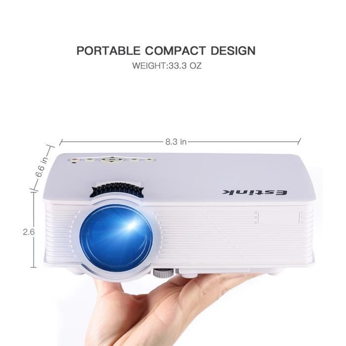 Eiffel Support de cinéma maison multimédia de mini VidéoProjecteur portatif à LED Carte de 800 x 480 TF blanc AV
