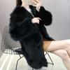 New fur coat women's imitation fox hair long-sleeved medium and long thin V-neck foreign hair coat