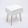 Vanity Stool Faux Fur with Storage, Anti-Slip Metal Legs Makeup Ottoman for Bedroom