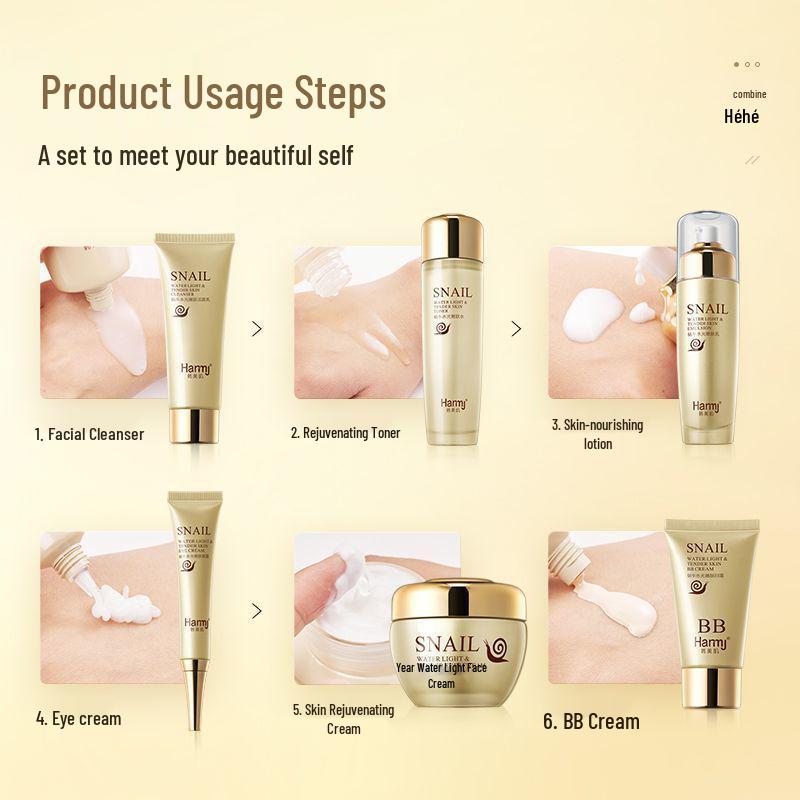 Schnecken-Feuchtigkeits-Sechs-Teile-Hautpflege-Set: Feuchtigkeitsspendende & Regenerierende Lotion & Creme Geschenkbox