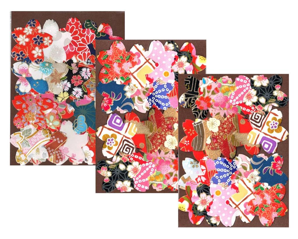 Kawasumi Washi Special Kyoto Yuzen Chiyogami Stickers Blossom 60 Hand-Dyed (Cherry Design, Stickers)
