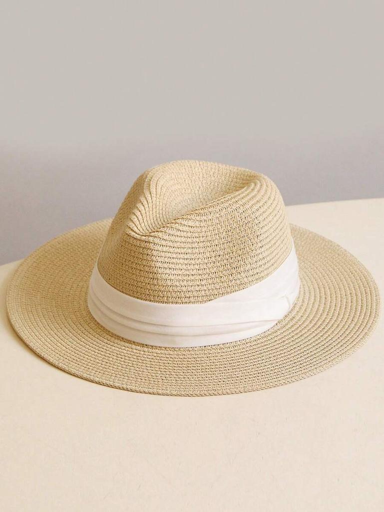 Wide Brim Straw Hat Unisex Casual Sun Protection Beach Hat Breathable UV Resistant