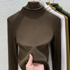 Pile collar bottoming shirt women's inner wear autumn and winter new slim-fitting high-neck warm and thin long-sleeved women's top