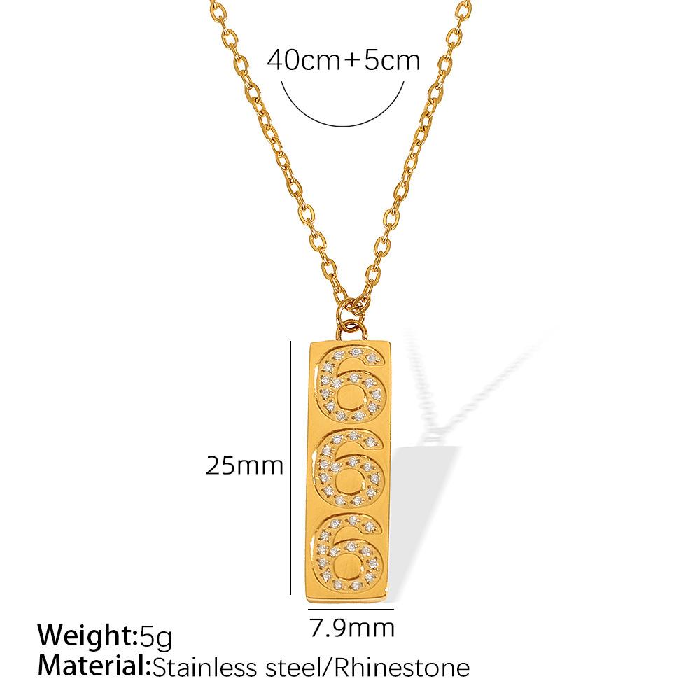 European and American digital pendant with diamond necklace women's jewelry titanium steel plated 18k versatile simple collarbone