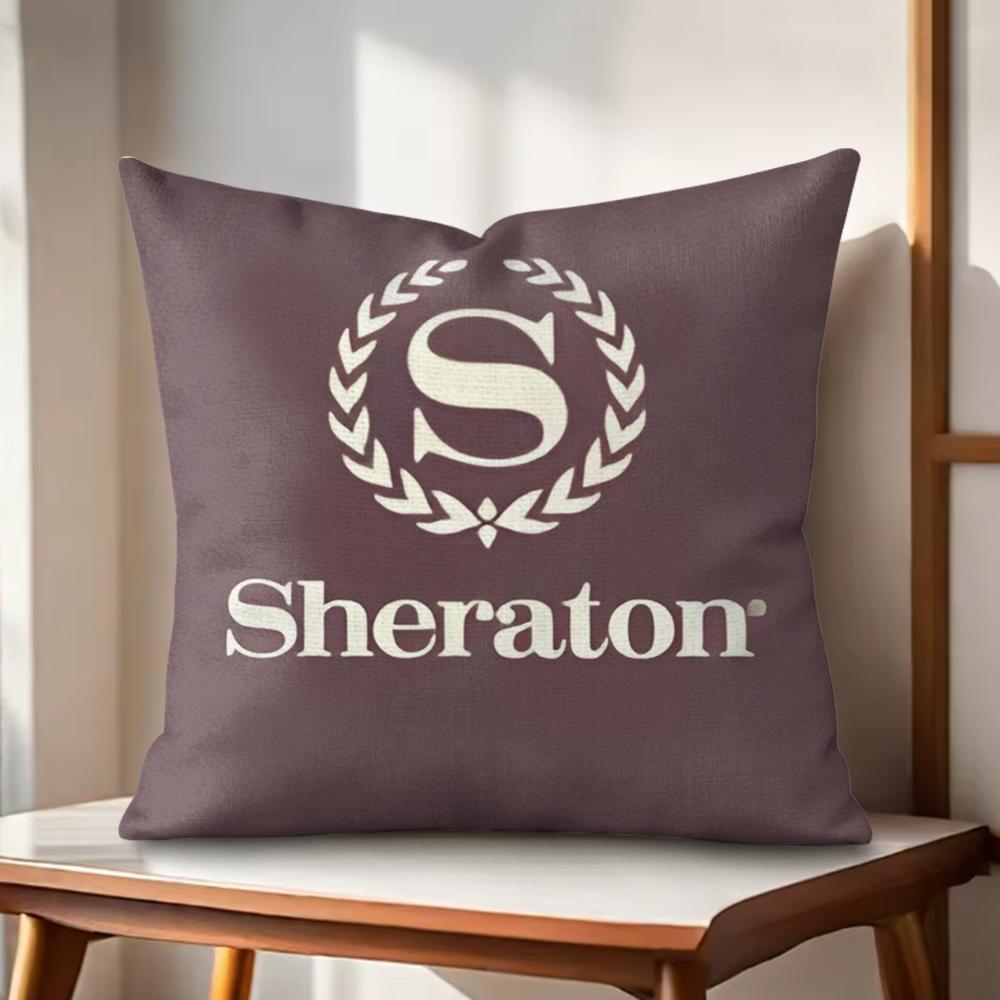 Fashion SSheratonS Hotels Cushion Cover Natural Linen Organic Fabric DoubleSided Printing Couch Pillow Covers Home Decor