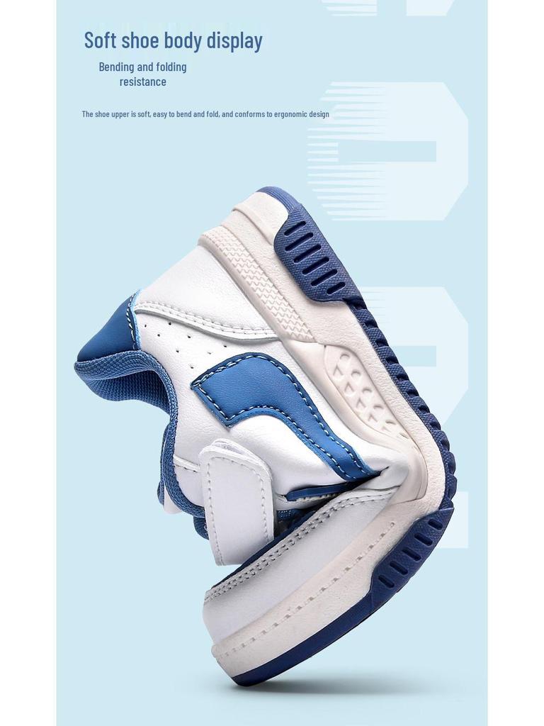 New Boys' Non-Slip Breathable Skate Shoes - Lightweight, Casual White Leather for Spring and Autumn